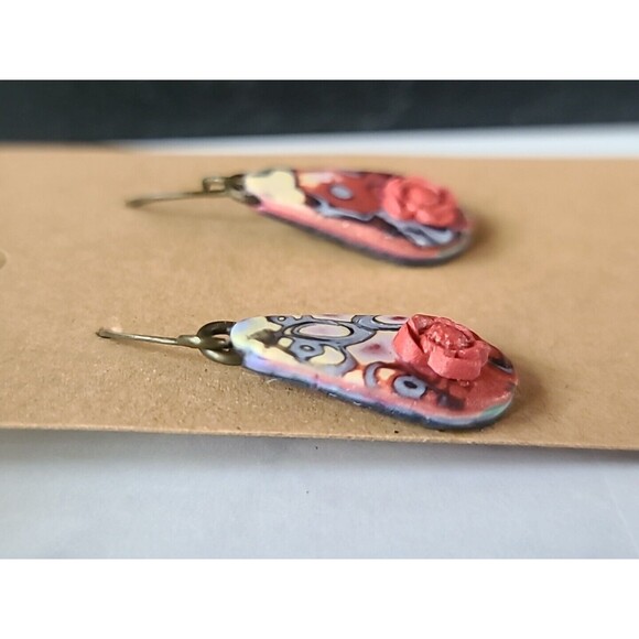 Polymer Clay Floral Dangling Pierced Earrings New - Picture 5 of 10